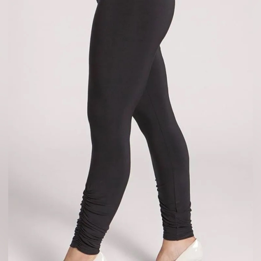 Sympli Black Elastic Waist Jersey Knit‎ Wrinkle Resistant Ruched Cuff Legging